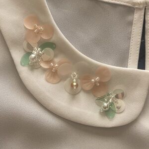 Elle White Blouse with Floral Accents